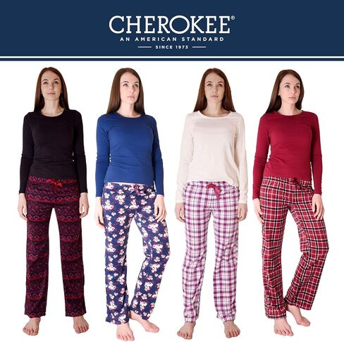 Cherokee Women's Set, Long Sleeve Cotton Top & Micro Fleece Pants, Soft & Cozy Loungewear in Saudi Arabia