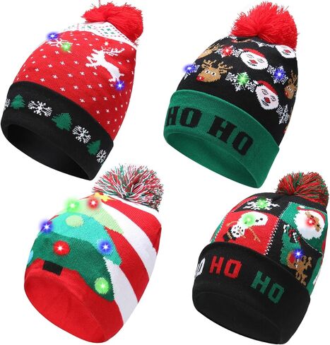 nailastro Christmas LED Light Up Knitted Hat, Colorful Flashing LED Christmas Hat, Unisex Knitted Beanie Hat for Christmas in Saudi Arabia