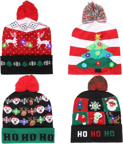 nailastro Christmas LED Light Up Knitted Hat, Colorful Flashing LED Christmas Hat, Unisex Knitted Beanie Hat for Christmas in Saudi Arabia