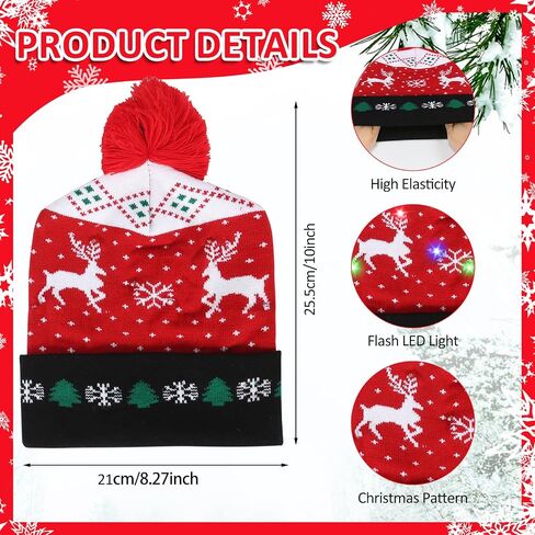 nailastro Christmas LED Light Up Knitted Hat, Colorful Flashing LED Christmas Hat, Unisex Knitted Beanie Hat for Christmas in Saudi Arabia