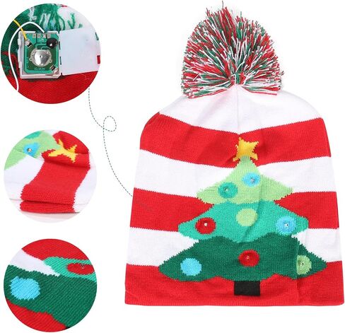 nailastro Christmas LED Light Up Knitted Hat, Colorful Flashing LED Christmas Hat, Unisex Knitted Beanie Hat for Christmas in Saudi Arabia