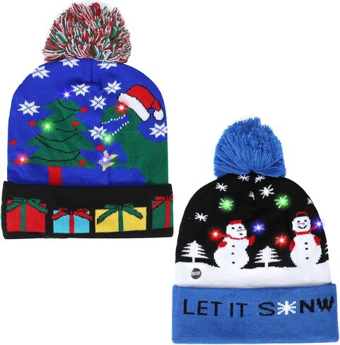 nailastro Christmas LED Light Up Knitted Hat, Colorful Flashing LED Christmas Hat, Unisex Knitted Beanie Hat for Christmas in Saudi Arabia