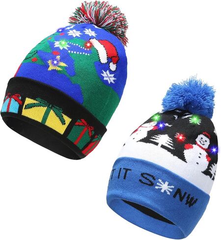 nailastro Christmas LED Light Up Knitted Hat, Colorful Flashing LED Christmas Hat, Unisex Knitted Beanie Hat for Christmas in Saudi Arabia