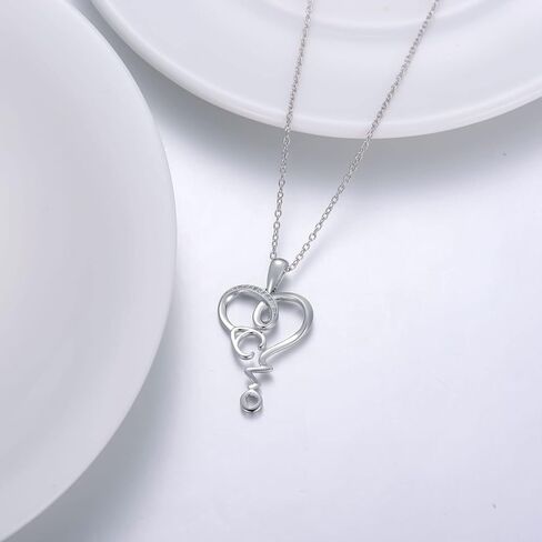 LWXIE Diamond Stethoscope Necklace 925 Sterling Silver Nursing Stethoscope Heart Pendant Necklaces Gift for Women Nurse Doctor Medical Student in Saudi Arabia