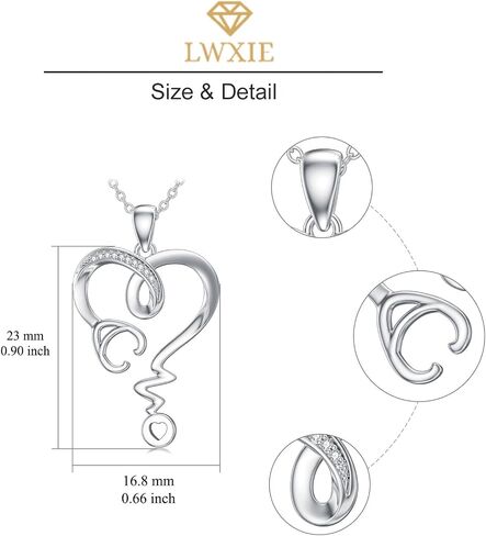LWXIE Diamond Stethoscope Necklace 925 Sterling Silver Nursing Stethoscope Heart Pendant Necklaces Gift for Women Nurse Doctor Medical Student in Saudi Arabia