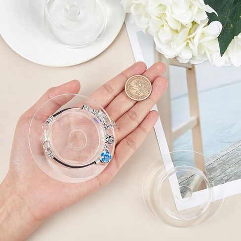 FINGERINSPIRE Set of 4 Acrylic Bracelet Display Clear Round Jewelry Pedestal Bangles Display Stands Rack Holder Showcase(3.07x3.11x1.73inch) for Home or Store Usage in Saudi Arabia