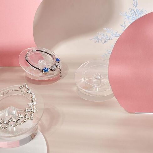 FINGERINSPIRE Set of 4 Acrylic Bracelet Display Clear Round Jewelry Pedestal Bangles Display Stands Rack Holder Showcase(3.07x3.11x1.73inch) for Home or Store Usage in Saudi Arabia