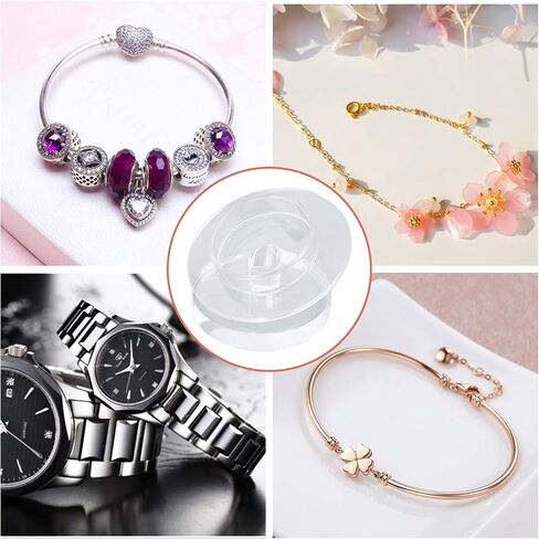FINGERINSPIRE Set of 4 Acrylic Bracelet Display Clear Round Jewelry Pedestal Bangles Display Stands Rack Holder Showcase(3.07x3.11x1.73inch) for Home or Store Usage in Saudi Arabia