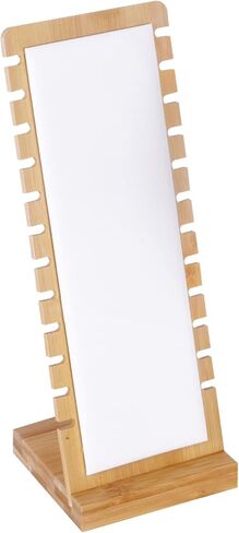 حامل عرض قلادة قائم بذاته مصنوع من الخيزران والجلد الأبيض خفيف الوزن من AUTOARK، حامل عرض سطح المكتب للمجوهرات، AJ-E03 in Kuwait