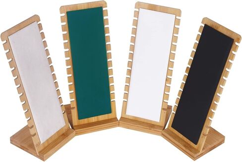 حامل عرض قلادة قائم بذاته مصنوع من الخيزران والجلد الأبيض خفيف الوزن من AUTOARK، حامل عرض سطح المكتب للمجوهرات، AJ-E03 in Kuwait