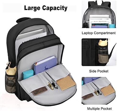 Elementary School Backpack for Teen Girls Boys Age 8-12 Years Old, Lightweight Kids Backpack for Preschool and Kindergarten, Waterproof Casual Daypack Bookbag for Travel (Black) in Saudi Arabia