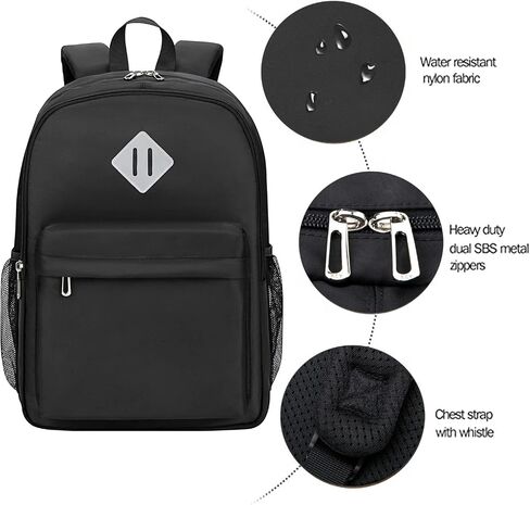 Elementary School Backpack for Teen Girls Boys Age 8-12 Years Old, Lightweight Kids Backpack for Preschool and Kindergarten, Waterproof Casual Daypack Bookbag for Travel (Black) in Saudi Arabia