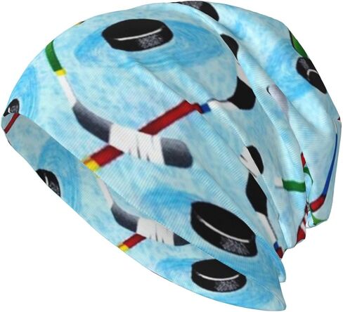 Ice Hockey Beanie Chemo Hat Cancer Headwear Skull Hat Knitted Hat Scarf Nightcap Skull Cap for Women Men Black, Black, One size in Kuwait