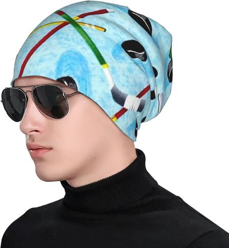 Ice Hockey Beanie Chemo Hat Cancer Headwear Skull Hat Knitted Hat Scarf Nightcap Skull Cap for Women Men Black, Black, One size in Kuwait