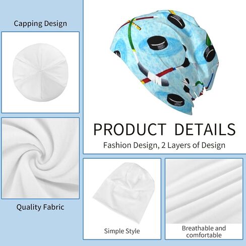 Ice Hockey Beanie Chemo Hat Cancer Headwear Skull Hat Knitted Hat Scarf Nightcap Skull Cap for Women Men Black, Black, One size in Kuwait