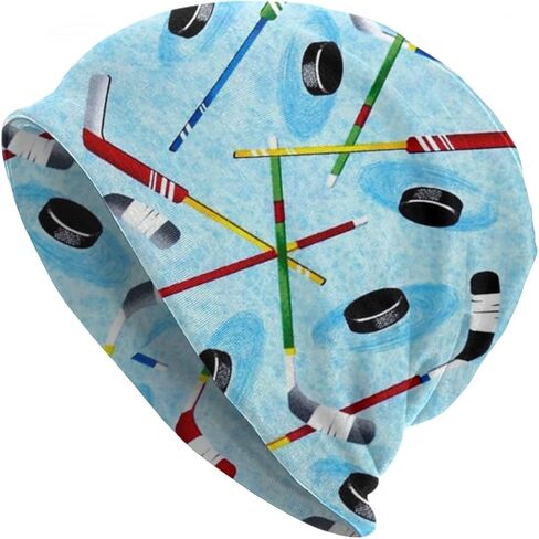 Ice Hockey Beanie Chemo Hat Cancer Headwear Skull Hat Knitted Hat Scarf Nightcap Skull Cap for Women Men Black, Black, One size in Kuwait