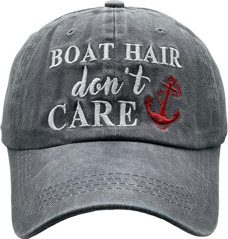 قبعة بيسبول مطرزة من Waldeal Boat Hair Don't Care قبعة كلاسيكية مهترئة in Saudi Arabia