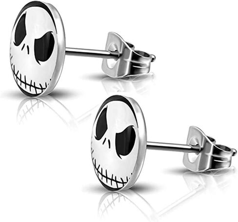 316L الجراحية الفولاذ المقاوم للصدأ جاك Skellington دائرة مستديرة زر مسمار آخر أقراط (10 مللي متر) in Kuwait