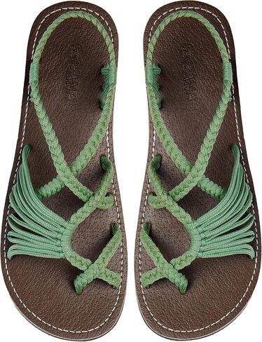 Capana Woven Women's Flat Sandals - Strappy Braided Sandals, Beach Sandals for Women Dressy Summer, Rope Bohemian Sandals, Spring Casual Womens Shoes, Comfy Boho Flats for Teen Girls – Banyan in Saudi Arabia