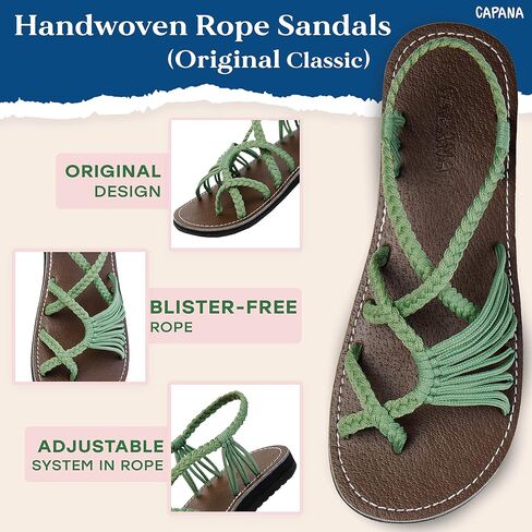 Capana Woven Women's Flat Sandals - Strappy Braided Sandals, Beach Sandals for Women Dressy Summer, Rope Bohemian Sandals, Spring Casual Womens Shoes, Comfy Boho Flats for Teen Girls – Banyan in Saudi Arabia