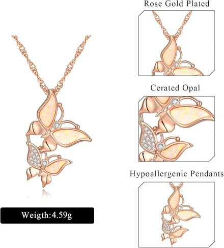 فراشة أوبال قلادة قلادة للنساء في سن المراهقة الفتيات 14K مطلية بالذهب لذيذ لطيف فراشة سحر المجوهرات حساسة أوبال مجوهرات للفتيات في سن المراهقة in Kuwait