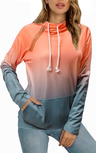 Barlver Women's Casual Hoodies Color Block Long Sleeve Drawstring Sweatshirts 1/4 Zip Pullover Lightweight Tops with Pocket in Saudi Arabia