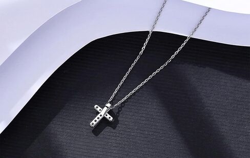 Cuafufu S925 الفضة الاسترليني لذيذ الدينية بسيطة صغيرة صغيرة الصليب 9.6mmx7.4mm قلادة قلادة مع واضح AAAAA مكعب زركونيا الأزياء والمجوهرات للنساء الفتيات (قلادة الصليب) in Kuwait