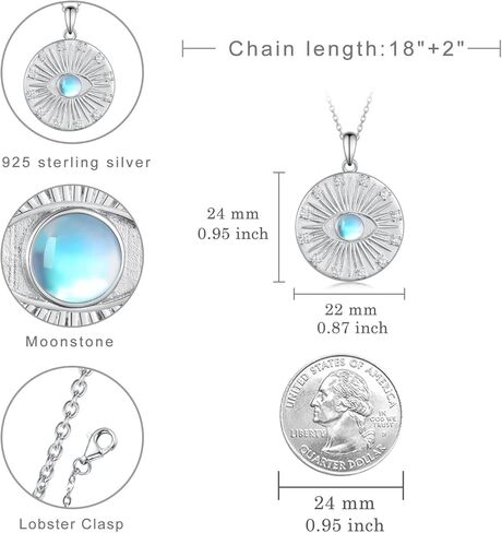 Evil Eye Necklace for Women S925 Sterling Silver Evil Eye Moonstone Necklace Evil Eye Jewelry Gifts for Women Girls in Saudi Arabia