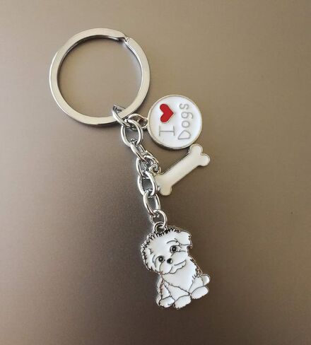 BECHANMIG Keychains, Lovely Dog Key-ring Portable Metal Keychain Keyring Key Decor Car Keyring Tag (Bichon Frise) in Saudi Arabia