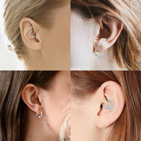 FLYEMMET Hypoallergenic Nose Rings 20G 18G 16G 316l Surgical Steel Septum Jewelry Hinged Segment Ring Body Piercing Nose Hoop Lip Rings Nose Helix Cartilage Rook Earrings in Kuwait