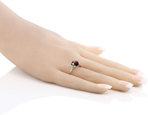 خاتم Gem Stone King من الفضة الإسترلينية عيار 925 والذهب الوردي عيار 10 قيراط للنساء (2.40 قيراط، وسادة شطرنج 8 مم، حجر ميلاد الأحجار الكريمة، متوفر بمقاس 5، 6، 7، 8، 9) in Kuwait