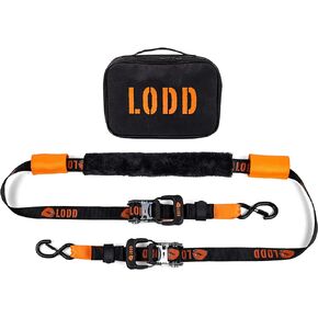 LODD - Motorcycle Ratchet Straps - 38mm Road Motorcycle Lashing with Secure Plastic Hooks, 3300 lb Breaking Stregh + Carry Bag