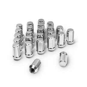 صواميل عروة عجلة Dynofit M14x1.5 لسيلفرادو سييرا 2500 3500، 32 قطعة 14 مم - 1.5 صواميل عروة من الكروم بنهاية مغلقة مناسبة لعجلة Ford F250 F350 ما بعد البيع، ارتفاع 1.8 بوصة تصميم قطعة واحدة صواميل موالف رفيعة in Kuwait