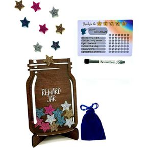 Trader Z's Kids- Premium Wooden Star Reward Jar, Chore Chart, Toddler and Kids Potty Training, Classroom and Teacher Gifts, Boys and Girls Behavior Chart, Magnetic Reward Chart for Kids.