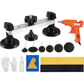 VEVOR 25 PCS Dent Removal Kit, Auto Body Paintless Dent Removal Tools Kit with Bridge Puller, Puller Tabs, Hot Melt Glue Gun, Glue Sticks, Dent Puller Kit for Auto Body Dents, and Other Metal Surface in Kuwait