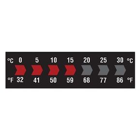 Digi-Sense Reversible 7-Point Horizontal Temperature Label Black/Red, -22-32F/-30-0C; 10/Pk