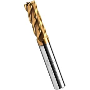 ACCUCUT A4KES 10mm Carbide Square End Mill- 4 Flute Milling Bit for Steel, Forge Steel, Hardened Steel, Copper, Alloys & Materials < HRC 50 - AlTiN Coating CNC Router Bit, 45 Degree Helix
