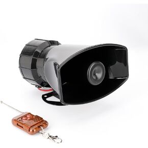 7 Tone Loud Car Siren Horn with Brown Remote Controller,12V 100W Car Warning Alarm Emergency Horn Police Fire Traffic Siren Horn Speaker