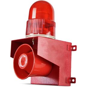 EOKHEOY 25Watts Outdoor Alarm Siren Waterproof LED Strobe Light Siren with 120dB Loud Horn Port Dock Factory and Home Emergency Alarm Devices （with Plug） AC110V-120V