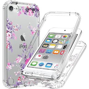 Case for iPod Touch 6/iPod Touch 5/iPod Touch 7 Case for Girls, Cute Floral Crystal Clear TPU Bumper Shockproof Protective Armor Cover for iPod Touch 5th/6th/7th (Floral Prints)