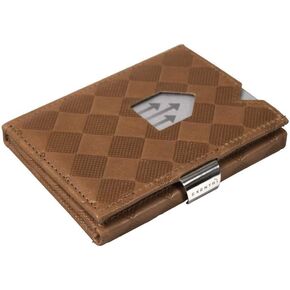 EXENTRI Trifold Leather Wallet w/RFID in Chess & Stainless Steel Locking Clip