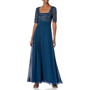 Adrianna Papell Women's Beaded Mesh with Chiffon Skirt