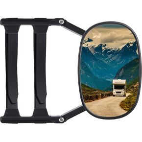 Towing Mirrors Trailer Clip on Mirror Side Mirror Extensions for Towing Adjustable 360 Degree Rotation Extends Camper Towing Mirrors for Car Truck Black (1 Pcs)