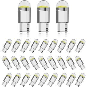 Yumfugu 30 PCS Car 194 LED Bulb, T10 168 2825 W5W Wedge-shaped LED Bulb, 6000K Super Bright License Plate Light Map Light, Universal for Most Cars Lighting Parts (White)