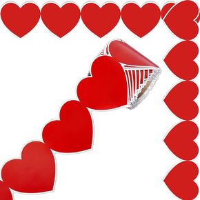 Whaline 65.6Ft Back to School Bulletin Board Border Heart Trim Border Non-Stick Red Paper Border Roll for Valentine's Day Classroom Chalkboard Decoration
