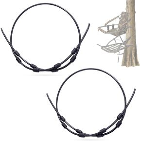 Creative.c Hunting Treestands Pair of Replacement Cables,Pair of 68" Steel Braided Tree Stand Straps,Tree Stand Gear,Black Coated Sturdy Tree Stand Accessories for Climbing Outdoor Treestand