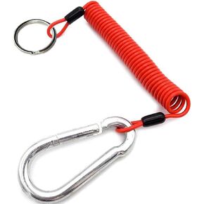 4' Breakaway Trailer Cable with Pin Trailer Brake Cable RV Stainless Steel Spring Towing Coiled Wire Safety Straps Ground Clip,for Breakaway Switch