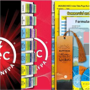 2020/2023 National Electrical Code (NEC) Self-AdhesiveTabs, Color-Coded and Laminated, NEC Tabs with Ohm's Law Stickers and Wire Chart, (Book not Included)