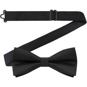 LJBFNN Black Bow Tie for Men, Pre-Tied Adjustable Bow Ties Solid Color Bowties for Men Boys