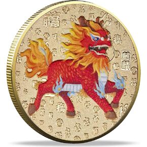 Chinese Mythical Creature Qilin Lucky Coin Lottery Tickets Scratcher Tool Good Luck Charms Challenge Coin